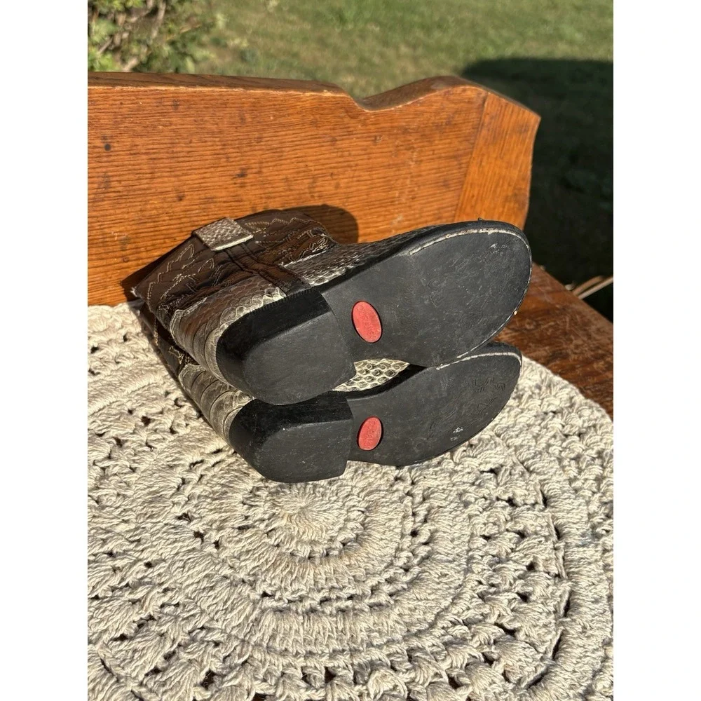 Lil Durango Kids Snake Print Western Boots Size 6.5 Gray And Black